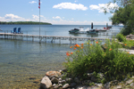 Severn Muskoka Cottage rentals  Orkney Beach 1 on McPhee Bay Lake Simcoe looking west down the shoreline